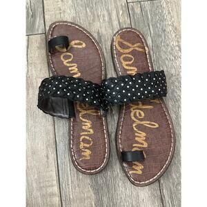 Sam Edelman Women's Black Brown Leather Germaine Double Strap Slide Sandals 7.5